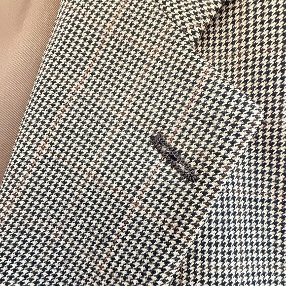 Vintage Burberry’s Men’s Wool Sport Coat Jacket 40R–42R Brown Houndstooth Check - Picture 7 of 15